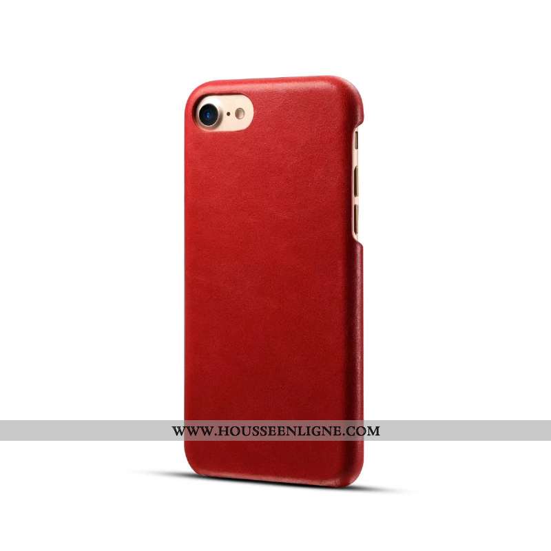 Housse iPhone 8 Cuir Protection Incassable Business Coque Véritable Téléphone Portable Rouge