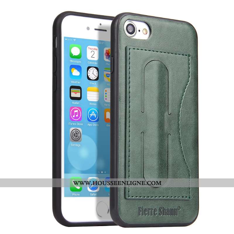 Housse iPhone 8 Cuir Protection Étui Téléphone Portable Tout Compris Incassable Carte Verte