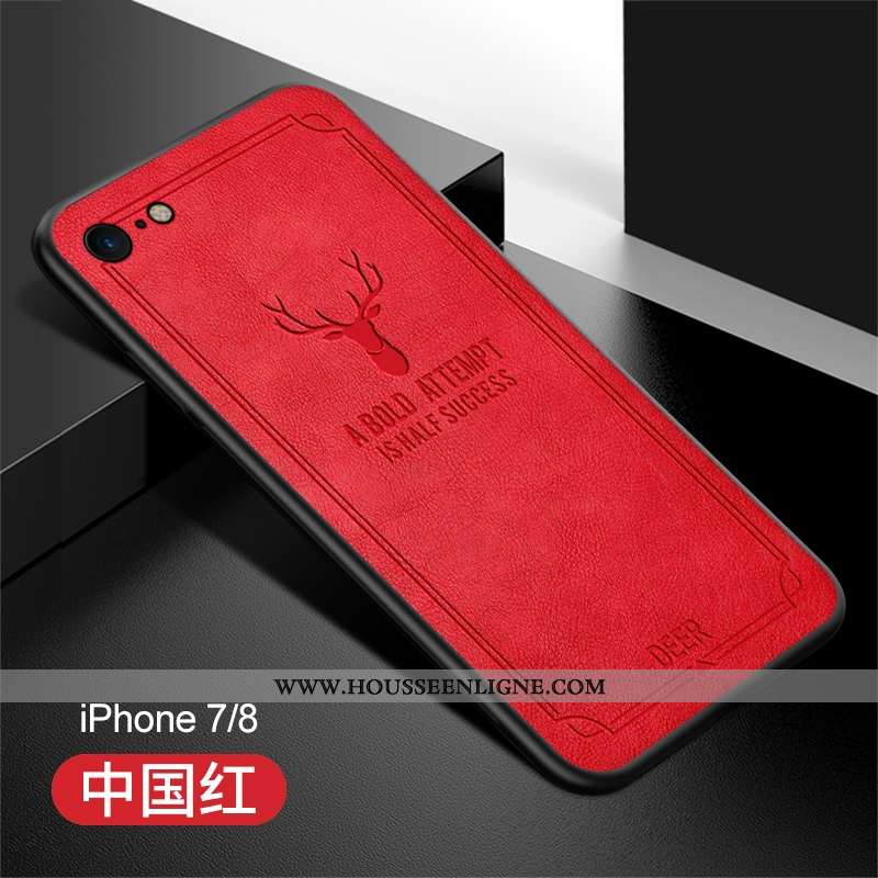 Housse iPhone 8 Fluide Doux Silicone Tendance Luxe Rouge Pu Cuir