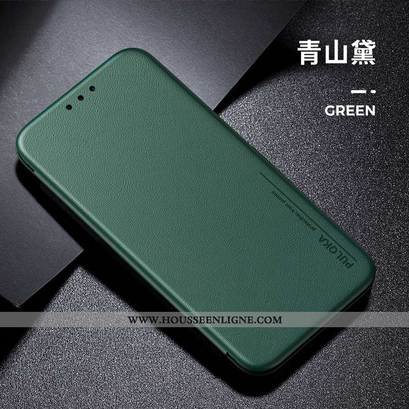 Housse iPhone 8 Légère Cuir Clamshell Incassable Personnalité Vert Protection Turquoise