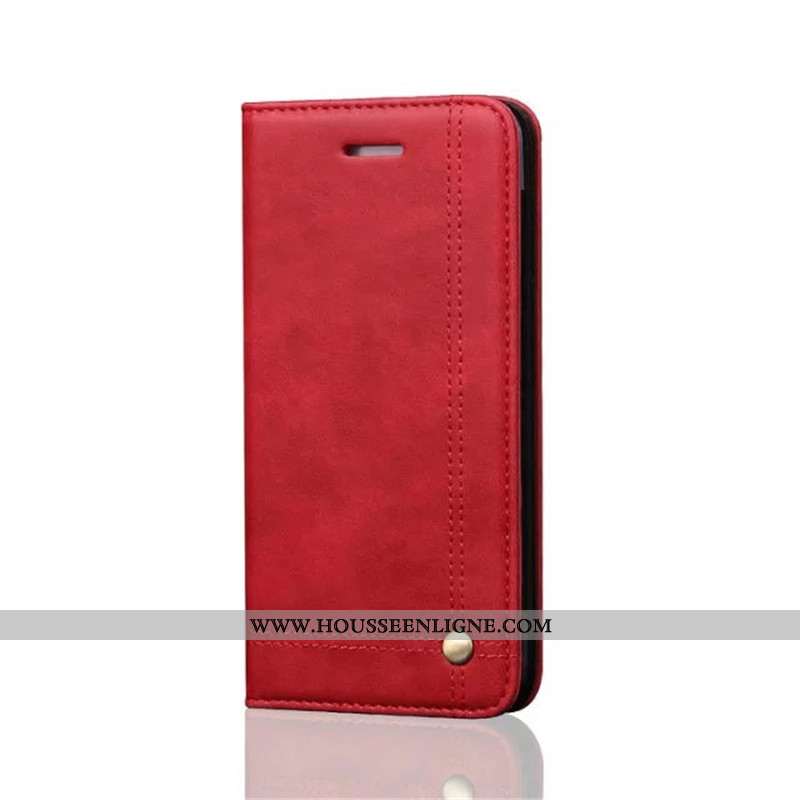 Housse iPhone 8 Plus Protection Cuir Téléphone Portable Rouge Fluide Doux Business Incassable