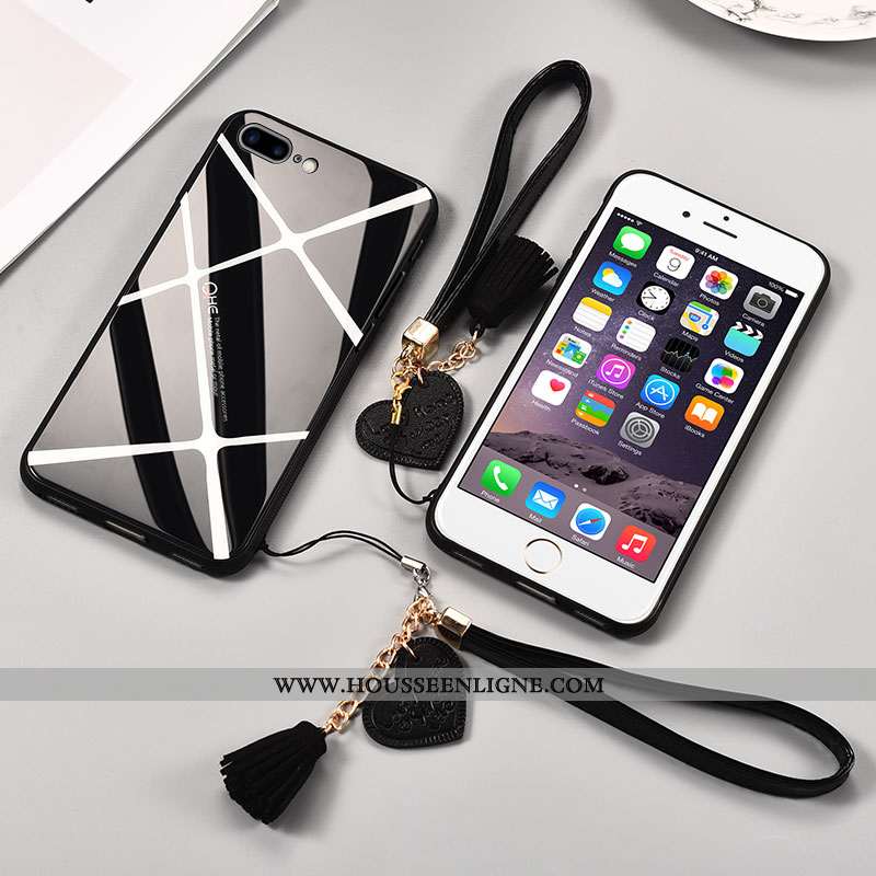 Housse iPhone 8 Plus Silicone Protection Net Rouge Noir Téléphone Portable Incassable Amoureux