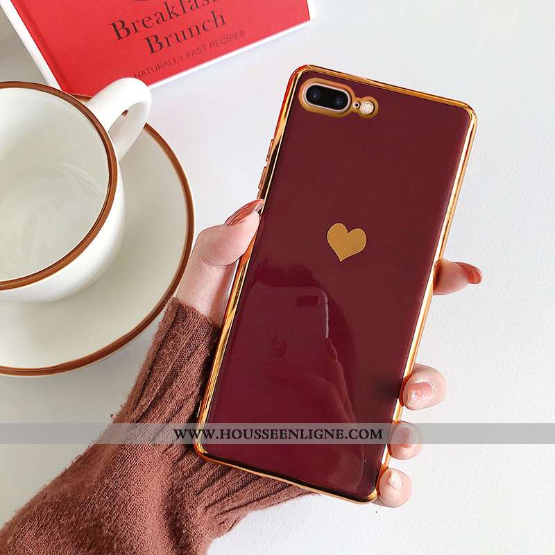 Housse iPhone 8 Plus Silicone Tendance Rouge Tout Compris Étui Placage Coque