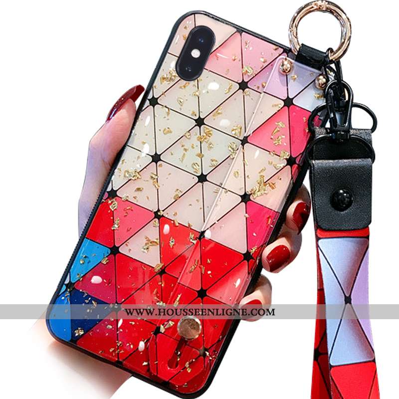 Housse iPhone X Cou Suspendu Fluide Doux Délavé En Daim Téléphone Portable Mode Nouveau Multicolore 