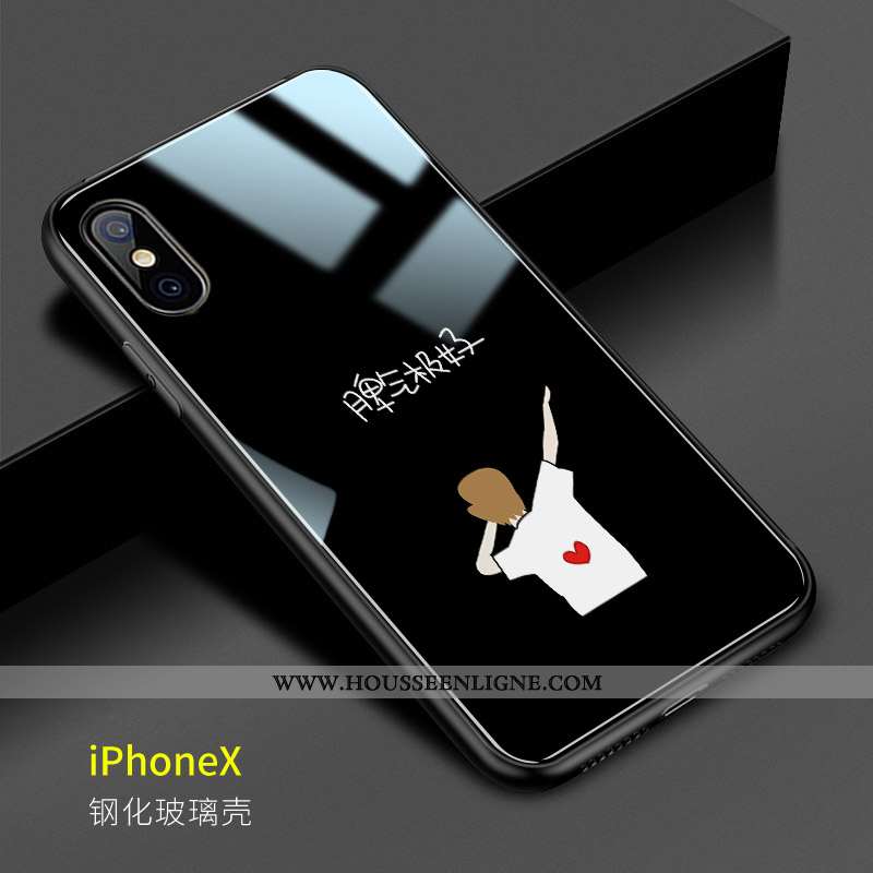 Housse iPhone X Créatif Verre Téléphone Portable Personnalité Simple Blanc Coque Blanche