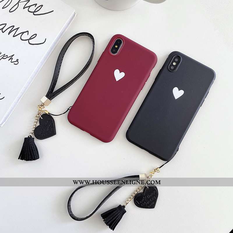 Housse iPhone X Délavé En Daim Fluide Doux Étui Rouge Téléphone Portable Petit Coque