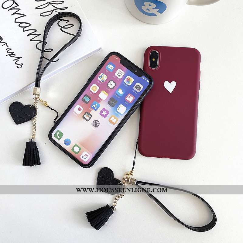 Housse iPhone X Délavé En Daim Fluide Doux Étui Rouge Téléphone Portable Petit Coque