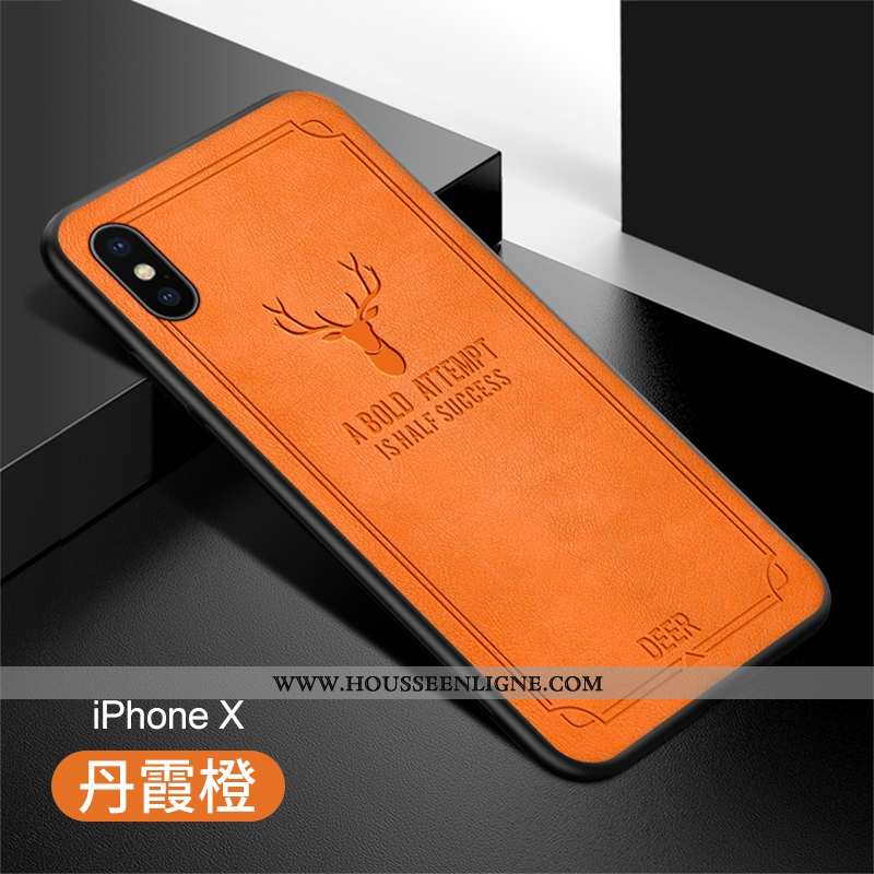 Housse iPhone X Protection Ultra Incassable Cuir Étui Vert Légère Orange