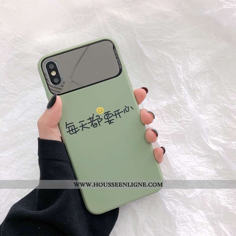 Housse iPhone X Silicone Fluide Doux Incassable Cœur Coque Vert Téléphone Portable Verte