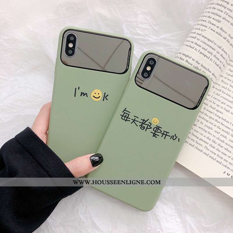 Housse iPhone X Silicone Fluide Doux Incassable Cœur Coque Vert Téléphone Portable Verte