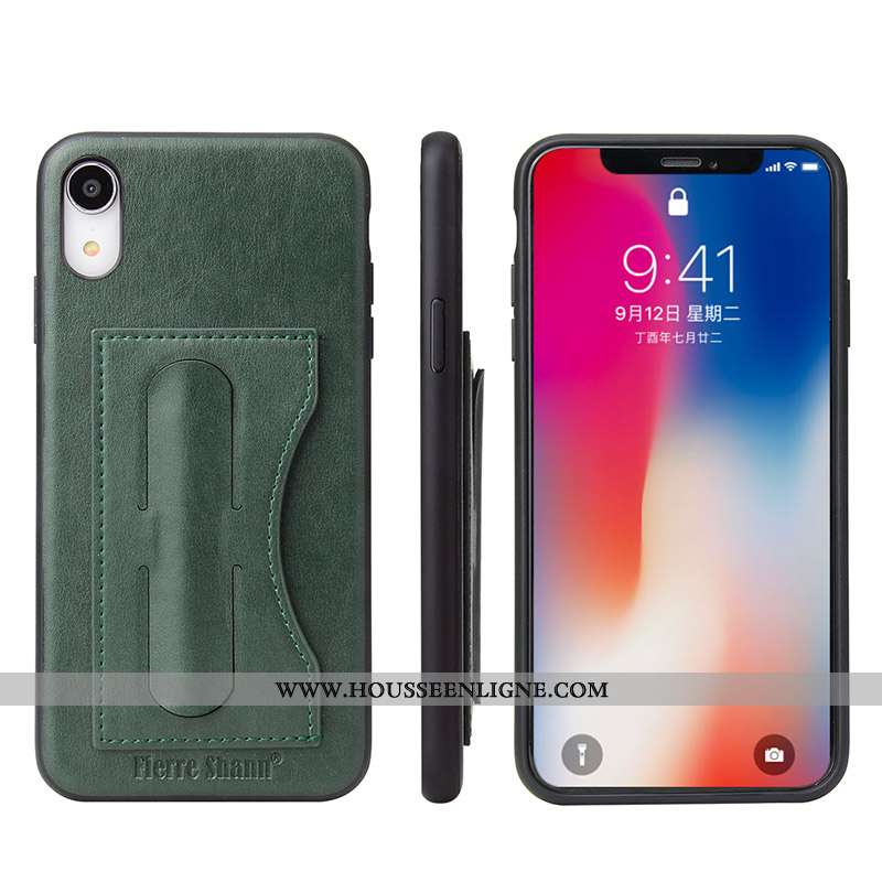 Housse iPhone Xr Cuir Protection Étui Coque Vert Tout Compris Téléphone Portable Turquoise
