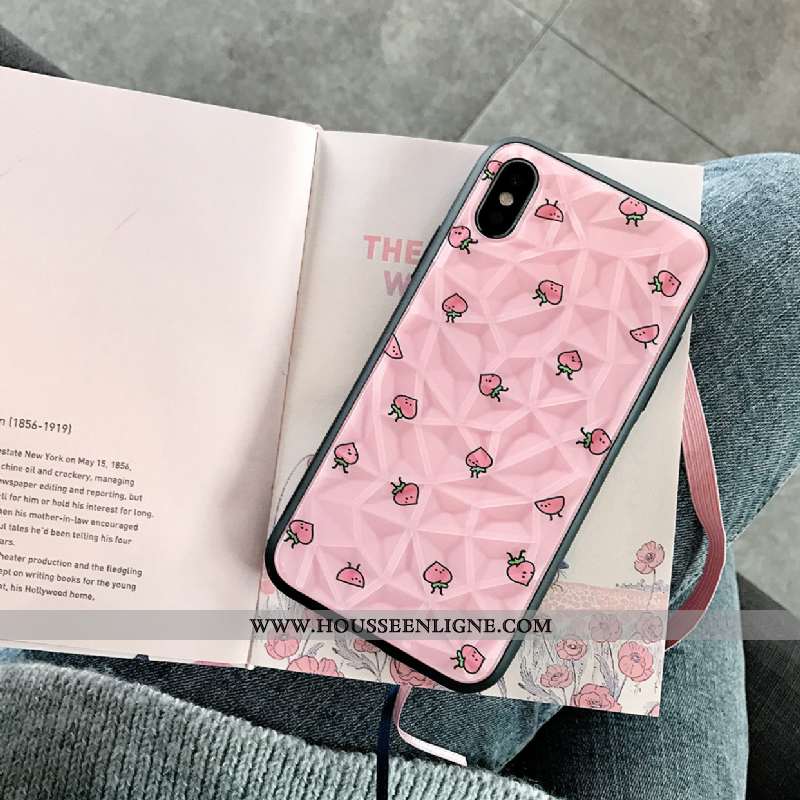Housse iPhone Xs Créatif Tendance Net Rouge Tout Compris Petit Silicone Amoureux Rose