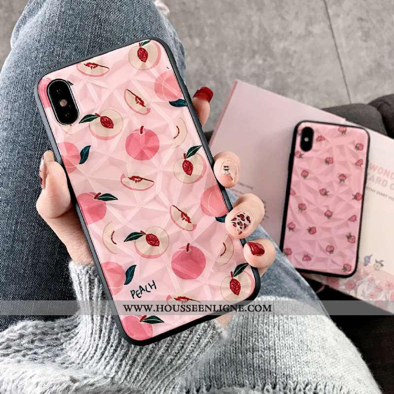 Housse iPhone Xs Créatif Tendance Net Rouge Tout Compris Petit Silicone Amoureux Rose