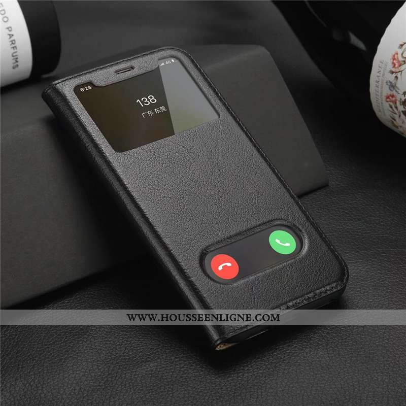 Housse iPhone Xs Cuir Protection Incassable Noir Téléphone Portable Étui