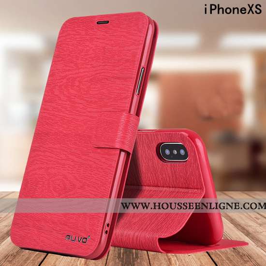 Housse iPhone Xs Fluide Doux Silicone Étui Téléphone Portable Protection Cuir Rouge