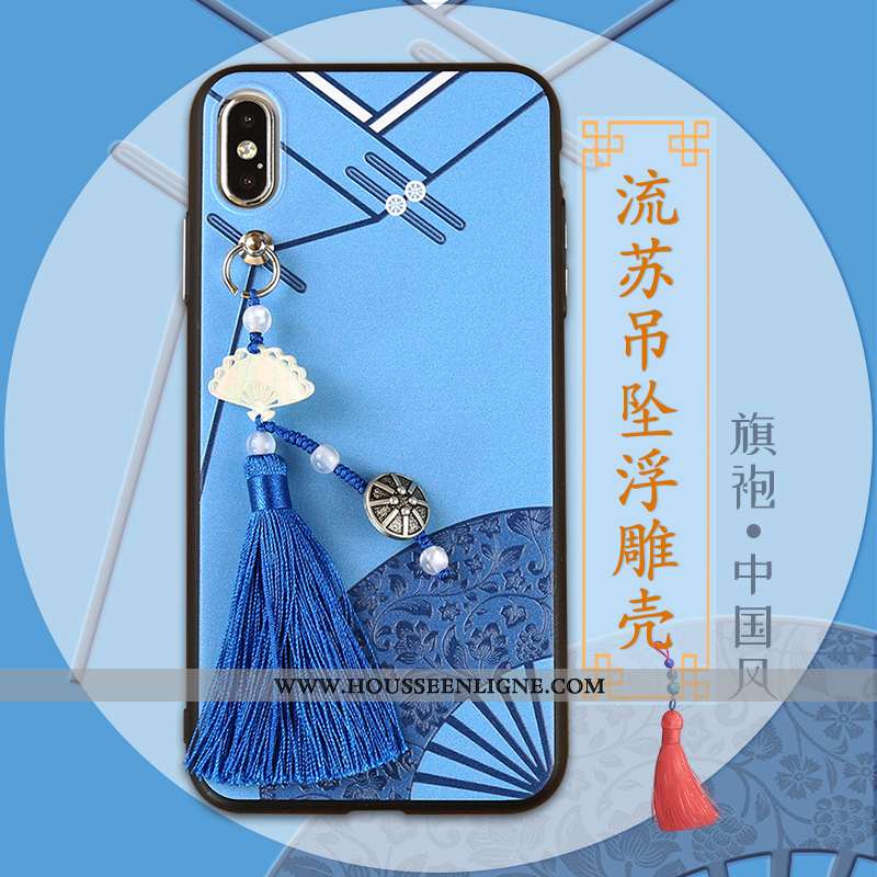 Housse iPhone Xs Max Créatif Gaufrage Rouge Style Chinois À Franges Coque Téléphone Portable