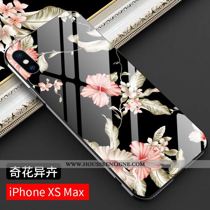 Housse iPhone Xs Max Créatif Ultra Net Rouge Téléphone Portable Tendance Verre Noir