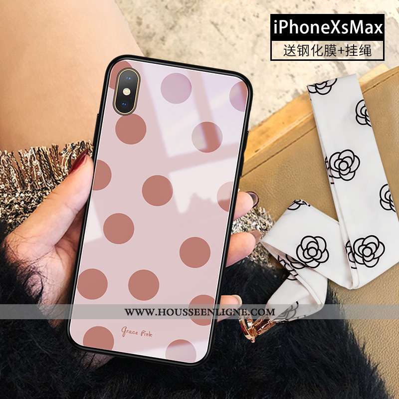 Housse iPhone Xs Max Tendance Verre Téléphone Portable Nouveau Rose Incassable Tout Compris