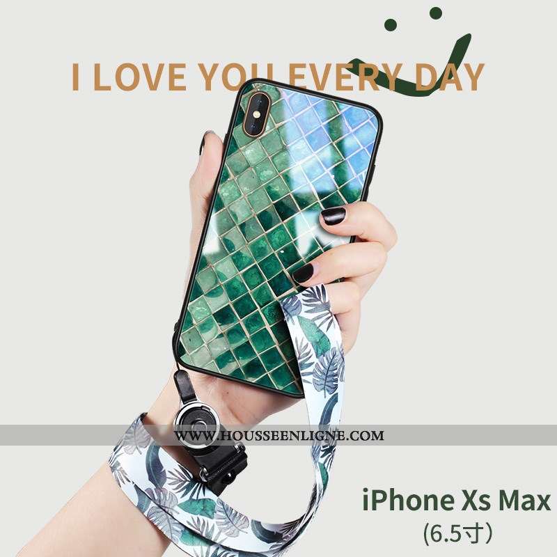 Housse iPhone Xs Max Verre Tendance Téléphone Portable Silicone Coque Nouveau Vert Verte