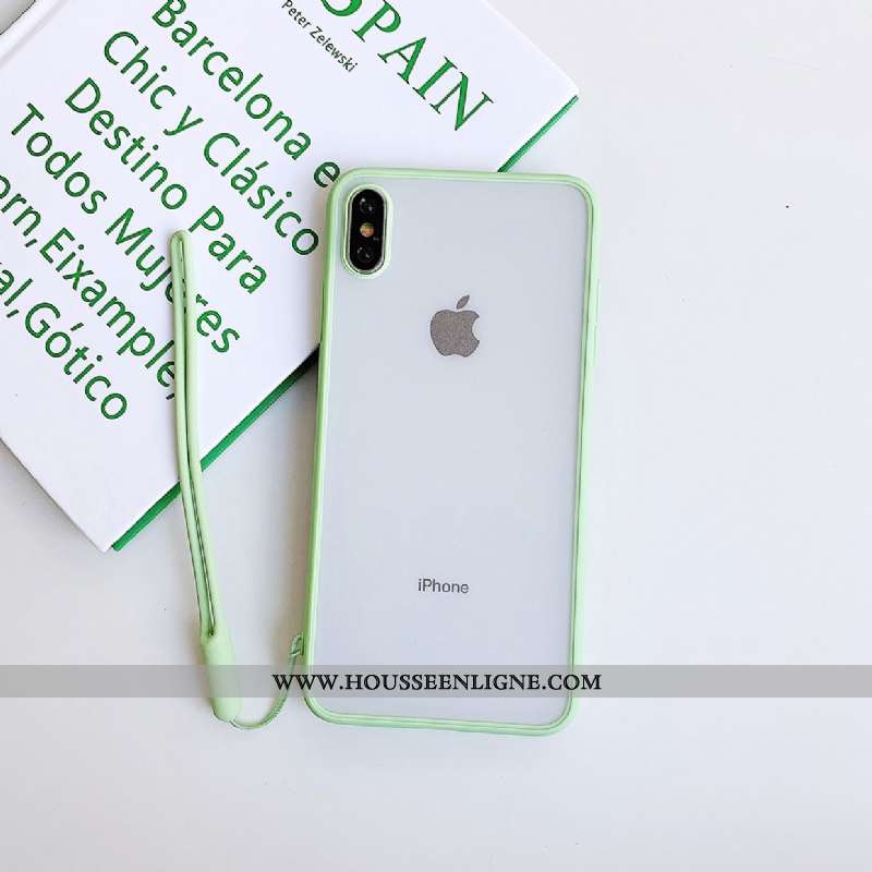 Housse iPhone Xs Silicone Transparent Incassable Simple Couleur Unie Border Coque Verte