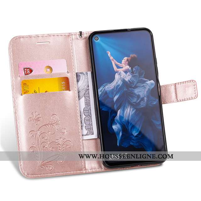 Étui Honor 20 Pro Fluide Doux Silicone Cuir Clamshell Rose Protection