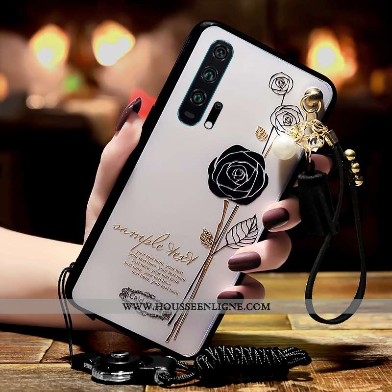 Étui Honor 20 Pro Protection Incruster Strass Coque Tendance Support Blanc Gaufrage Blanche