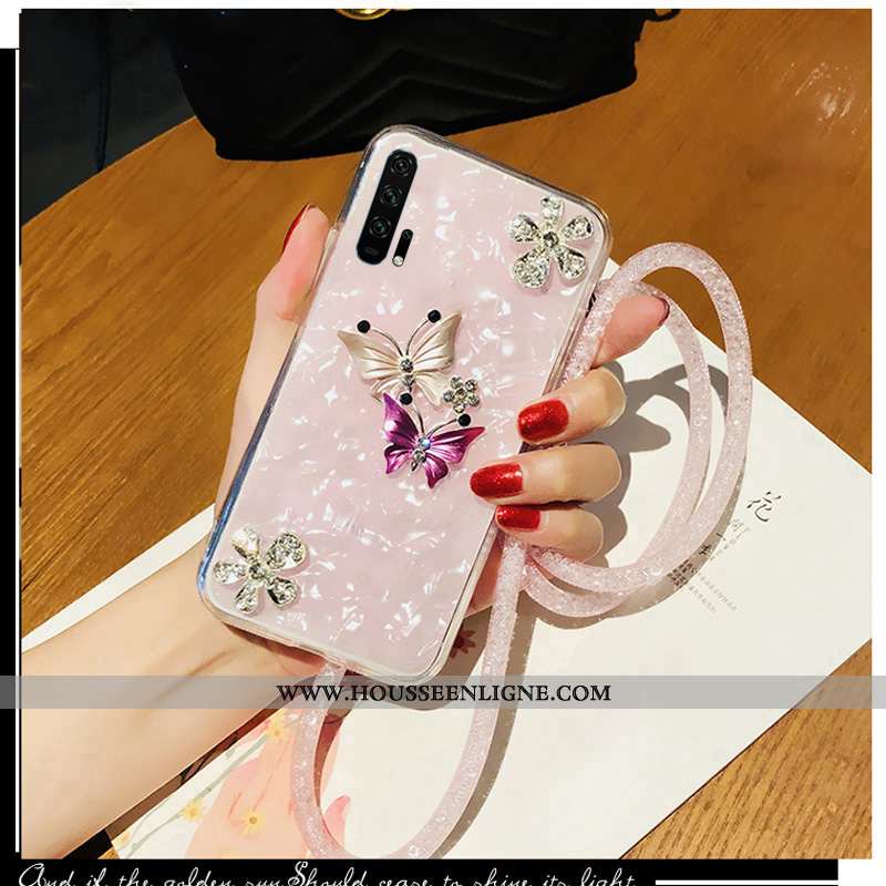 Étui Honor 20 Pro Protection Ornements Suspendus Rose Incassable Téléphone Portable Cou Suspendu