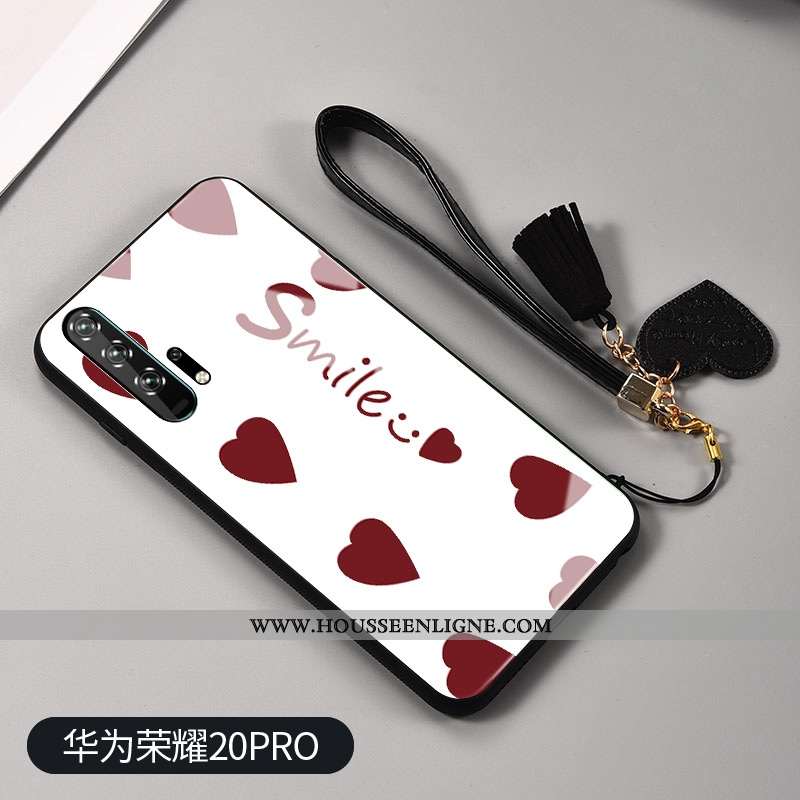 Étui Honor 20 Pro Protection Verre Blanc Net Rouge Mode Téléphone Portable Rouge