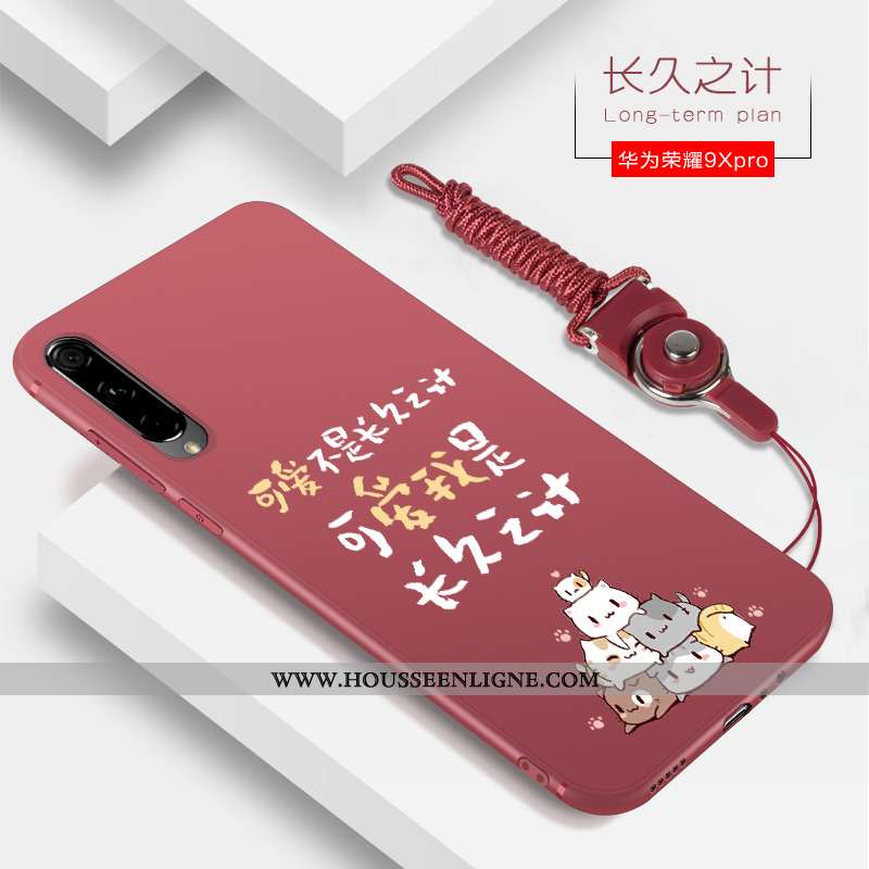 Étui Honor 9x Pro Tendance Silicone Coque Net Rouge Téléphone Portable Tout Compris Incassable