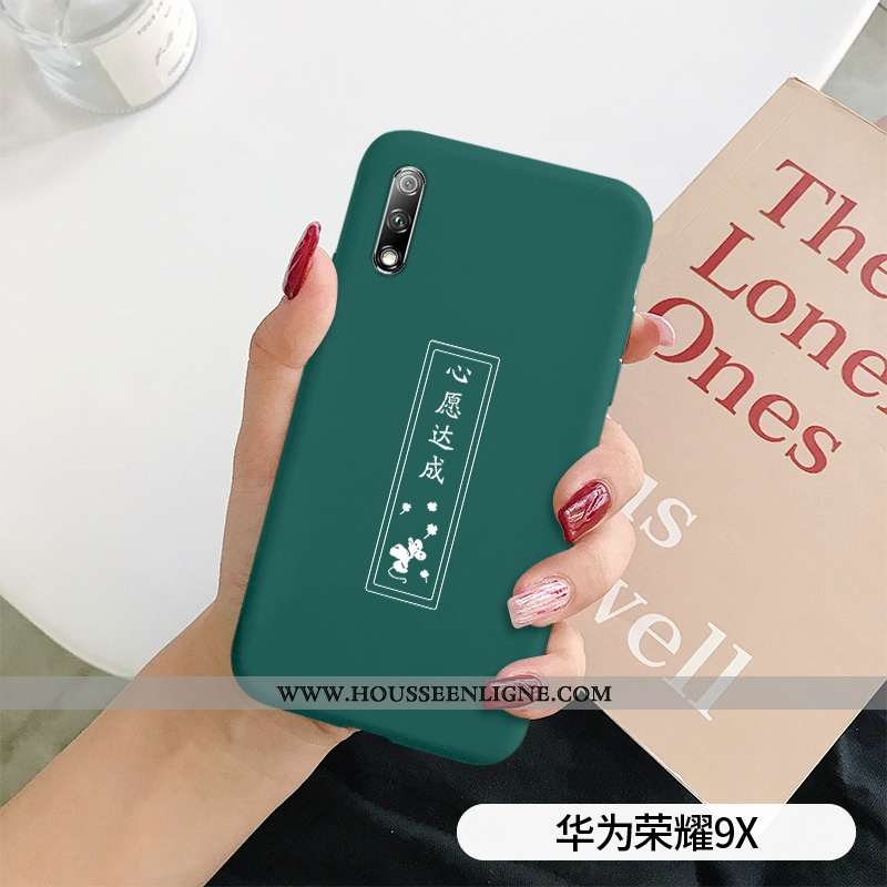 Étui Honor 9x Protection Délavé En Daim Légère Téléphone Portable Amoureux Ultra Coque Verte