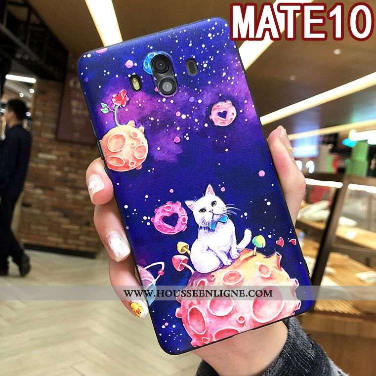 Étui Huawei Mate 10 Silicone Protection Gaufrage Incassable Tout Compris Coque Net Rouge Violet