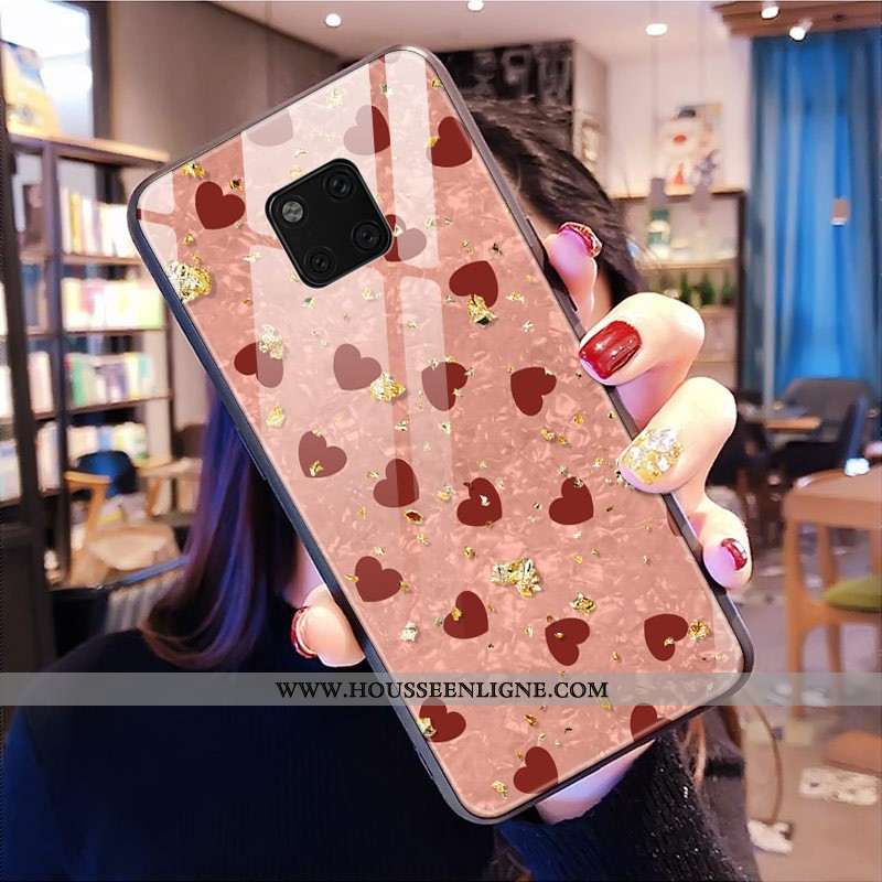 Étui Huawei Mate 20 Pro Mode Verre Coque Rose Téléphone Portable