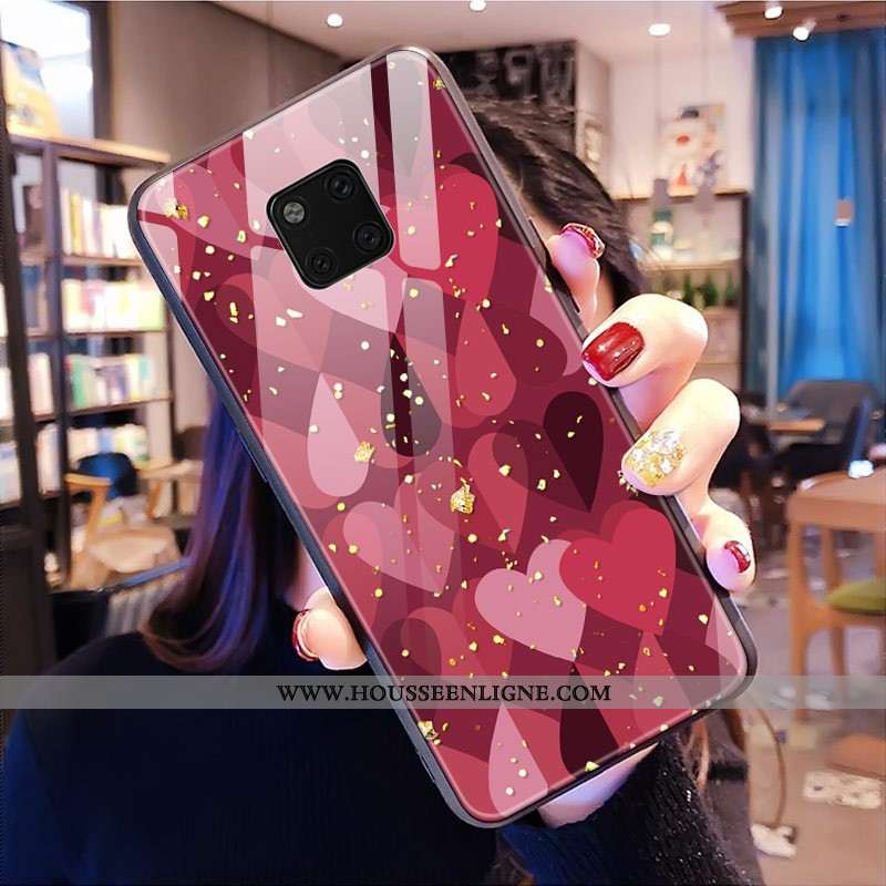 Étui Huawei Mate 20 Pro Mode Verre Coque Rose Téléphone Portable
