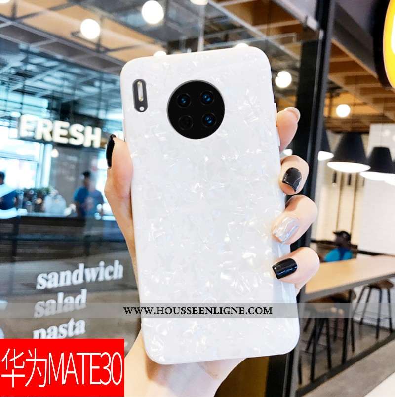 Étui Huawei Mate 30 Charmant Modèle Fleurie Rose Coque Coquille Téléphone Portable Blanc