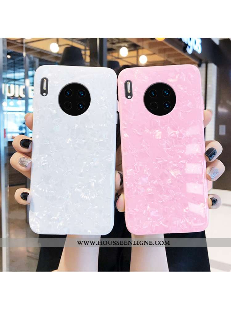 Étui Huawei Mate 30 Charmant Modèle Fleurie Rose Coque Coquille Téléphone Portable Blanc