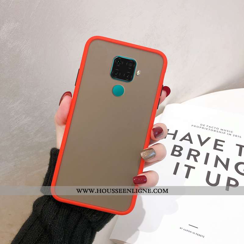 Étui Huawei Mate 30 Lite Délavé En Daim Tendance Transparent Coque Rouge Protection