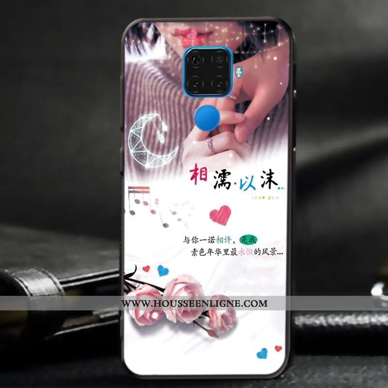 Étui Huawei Mate 30 Lite Fluide Doux Silicone Délavé En Daim Coque Amoureux Téléphone Portable Blanc