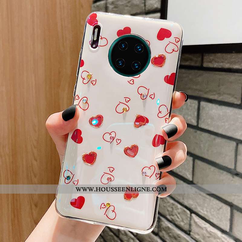 Étui Huawei Mate 30 Pro Fluide Doux Silicone Tout Compris Incassable Téléphone Portable Amour Blanch