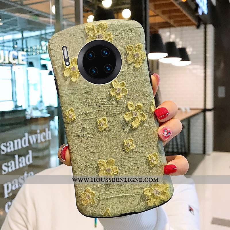 Étui Huawei Mate 30 Pro Personnalité Gaufrage Fleurs Modèle Fleurie Coque En Silicone Vent Téléphone