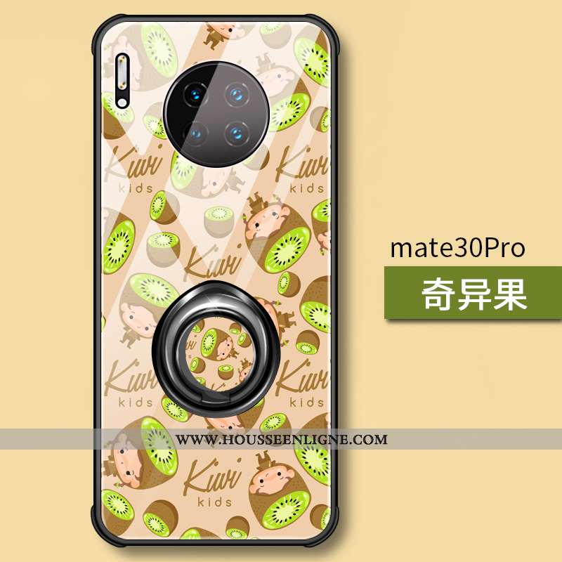 Étui Huawei Mate 30 Pro Silicone Verre Coque Support Dessin Animé Téléphone Portable Jaune