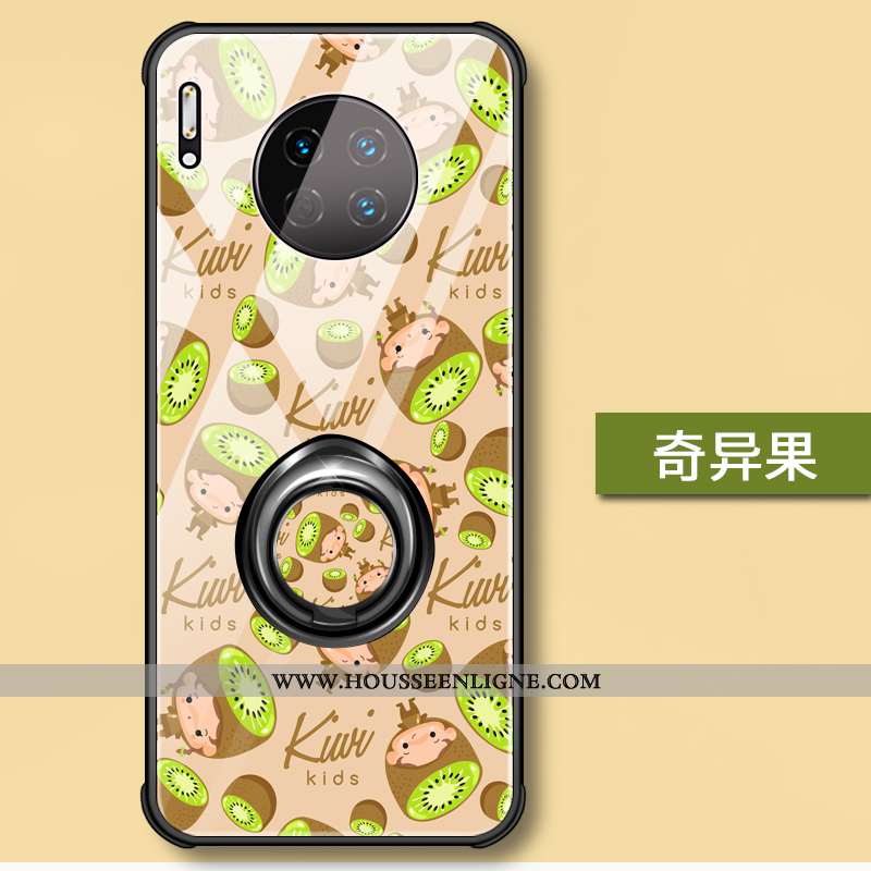 Étui Huawei Mate 30 Pro Silicone Verre Coque Support Dessin Animé Téléphone Portable Jaune