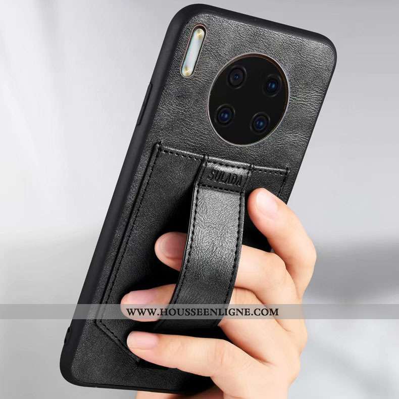 Étui Huawei Mate 30 Protection Cuir Anneau Noir Coque Téléphone Portable Support