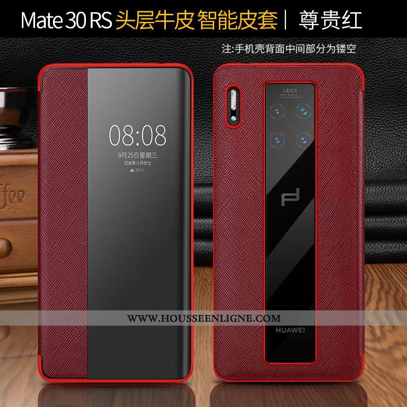 Étui Huawei Mate 30 Rs Cuir Protection Téléphone Portable Housse Rouge Véritable Coque