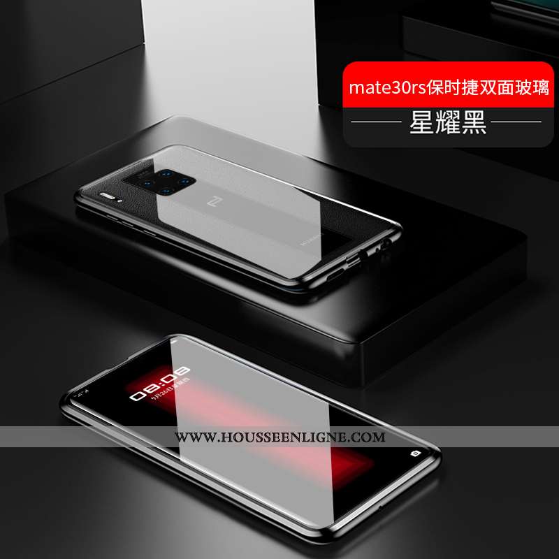 Étui Huawei Mate 30 Rs Verre Transparent Métal Coque Reversible Luxe Rouge