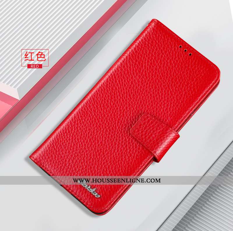 Étui Huawei Nova 5t Protection Cuir Véritable Tout Compris Housse Carte Coque Rouge
