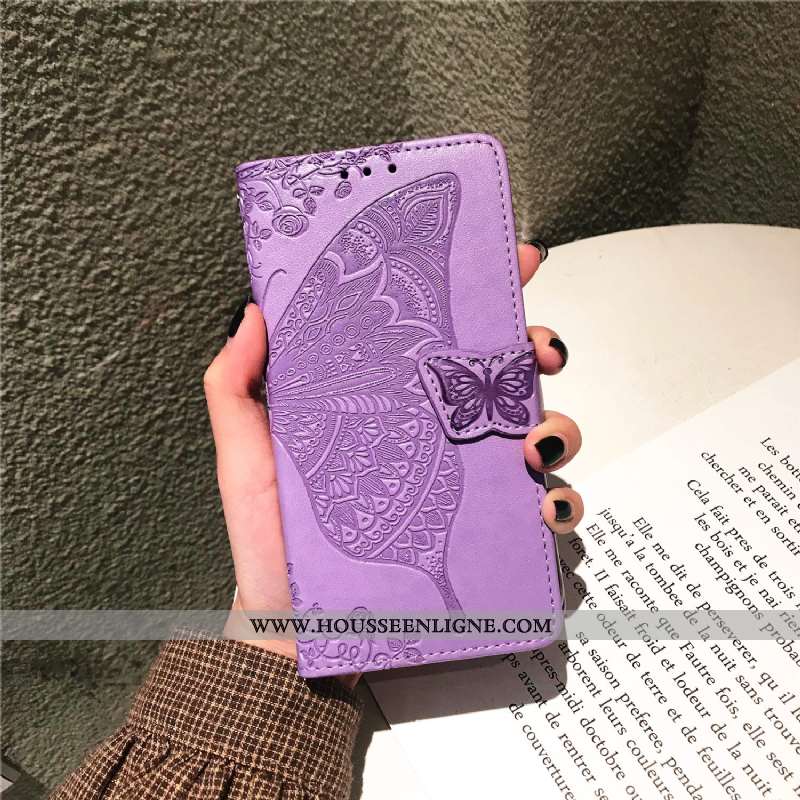 Étui Huawei P Smart+ 2020 Cuir Protection Clamshell Téléphone Portable Carte Coque Violet