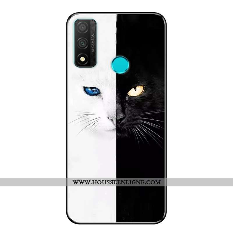 Étui Huawei P Smart 2020 Fluide Doux Protection Téléphone Portable Incassable Dessin Animé Noir Coqu
