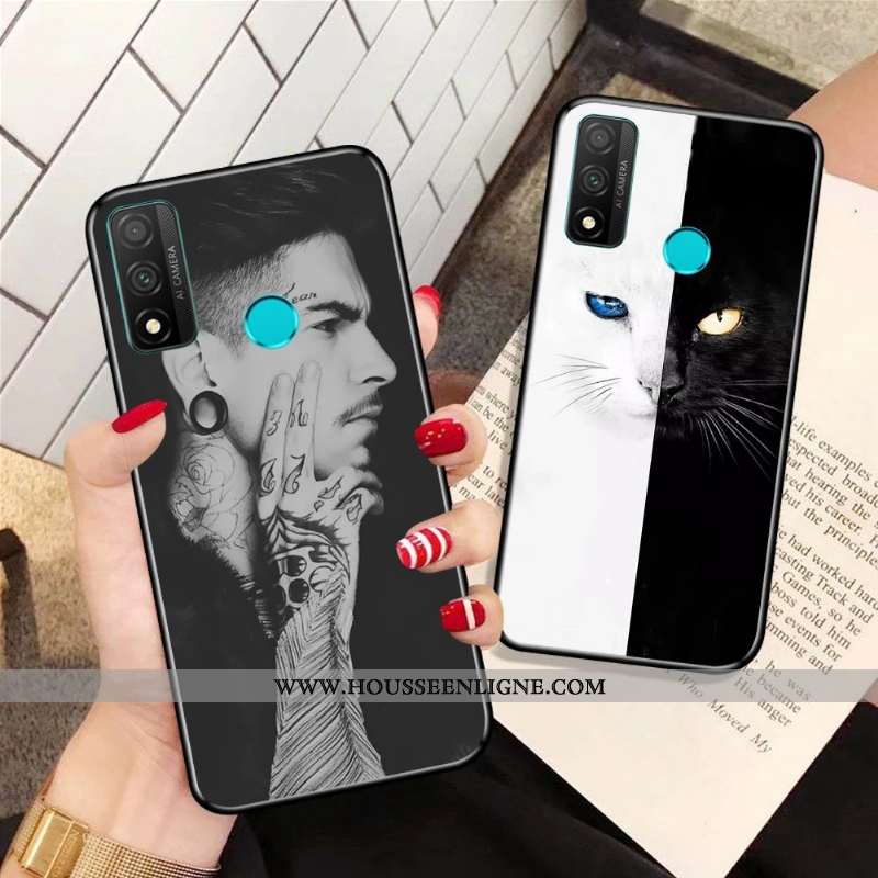Étui Huawei P Smart 2020 Fluide Doux Protection Téléphone Portable Incassable Dessin Animé Noir Coqu