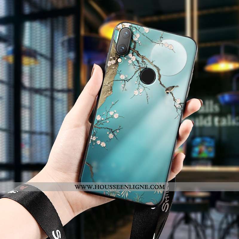 Étui Huawei P Smart 2020 Silicone Protection Gaufrage Marque Style Chinois Nouveau Tout Compris Bleu