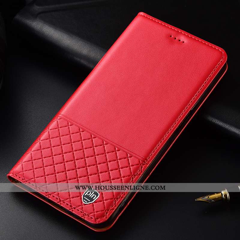 Étui Huawei P Smart Cuir Véritable Cuir Tout Compris Téléphone Portable Plaid Protection 2020 Rouge
